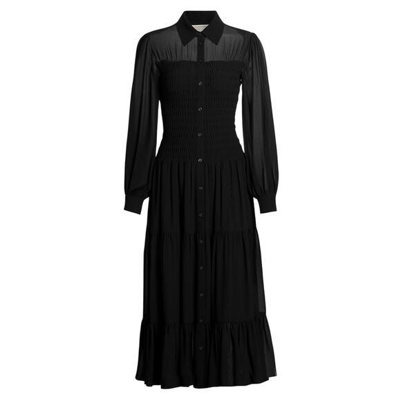 Michael Kors Dresses & Skirts - Michael Kors Elegant Black Smocked Button-Front Dress Size XL